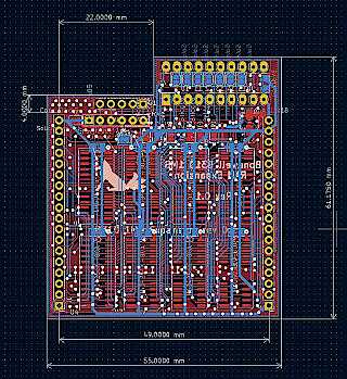 PCB shown in KiCAD PCB Editor