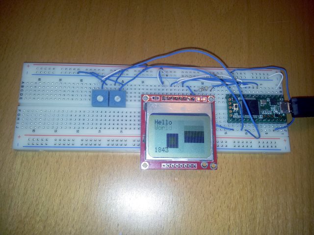 Screen on breadboard displaying all 4 shades at once Screen on breadboard displaying all 4 shades at once